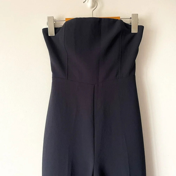 Aritzia Wilfred Endless Strapless Crepe Wide Leg Jumpsuit in Dark Navy Size 00 - Picture 5 of 9